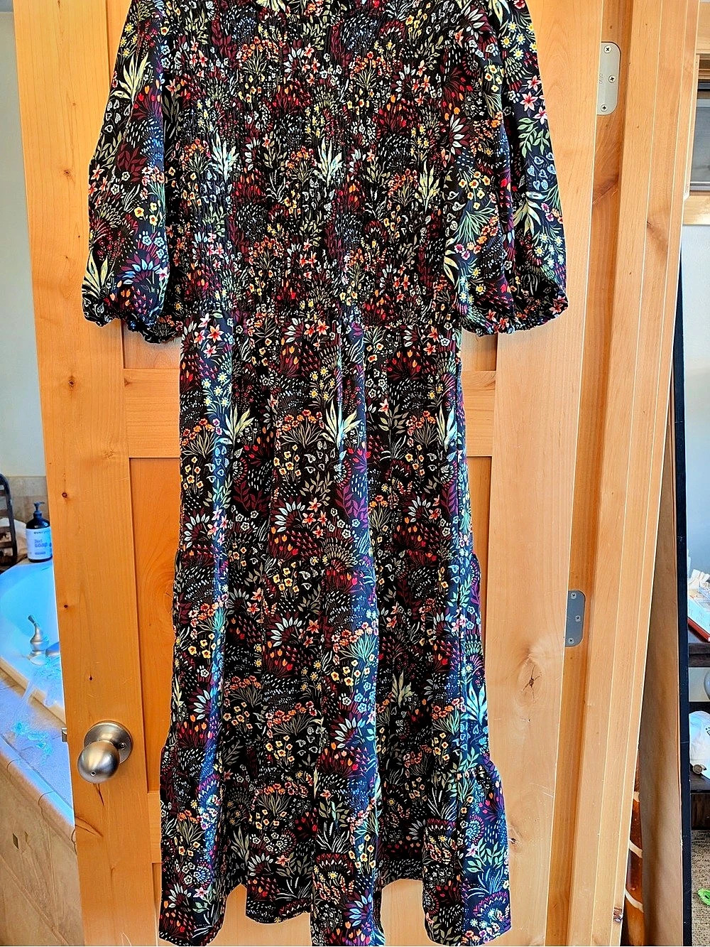 Baltic Born Floral Maxi Dress in Black & Multicolor Size Large